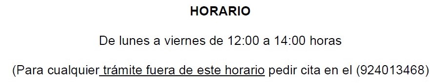Horario secretara